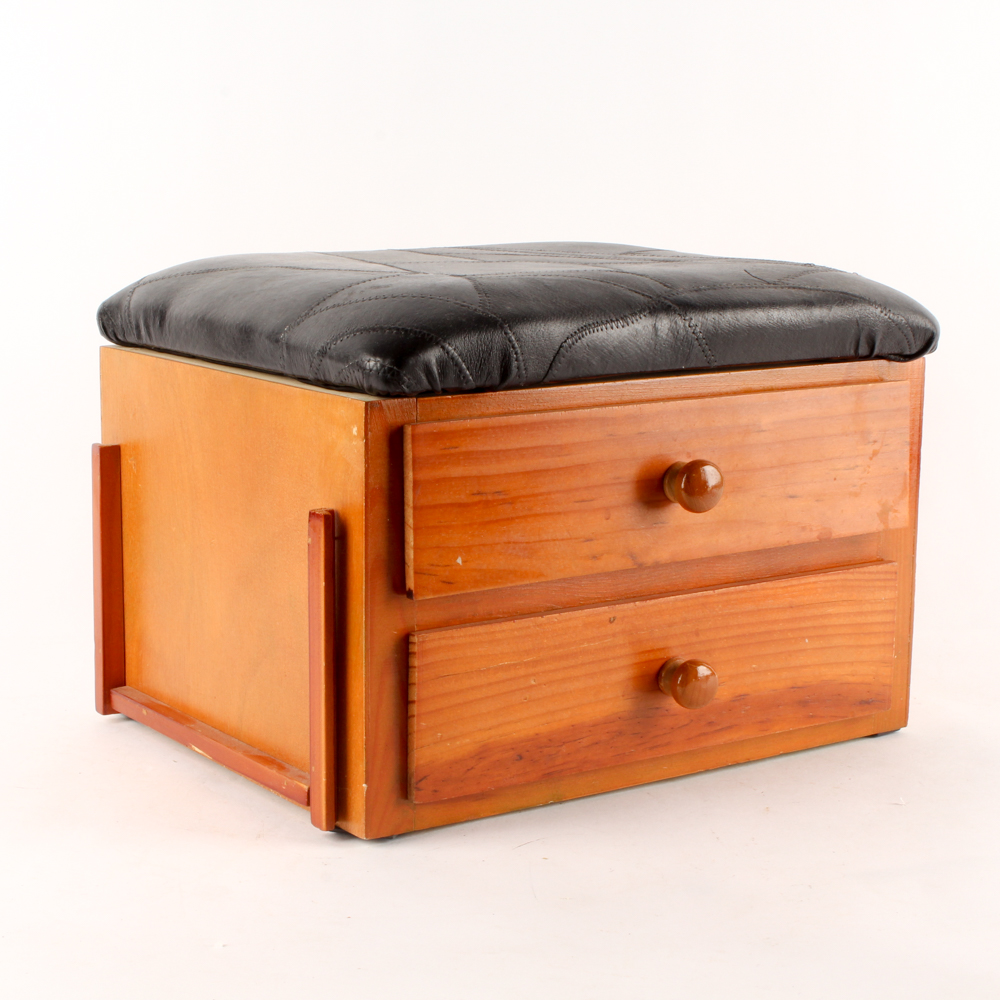 Handmade Pine Footstool with Drawers