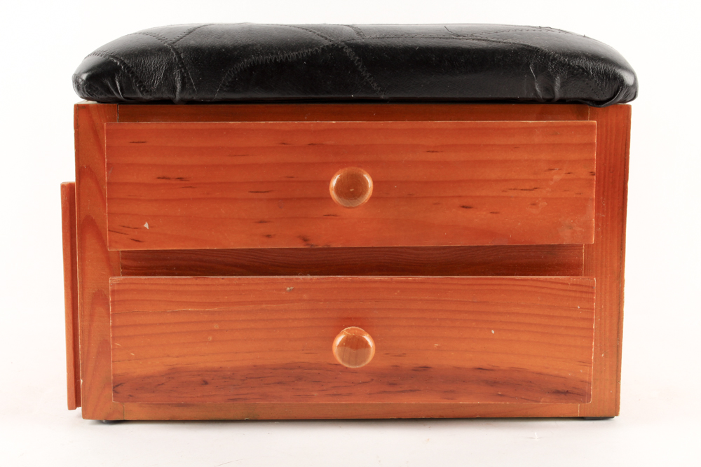 Handmade Pine Footstool with Drawers