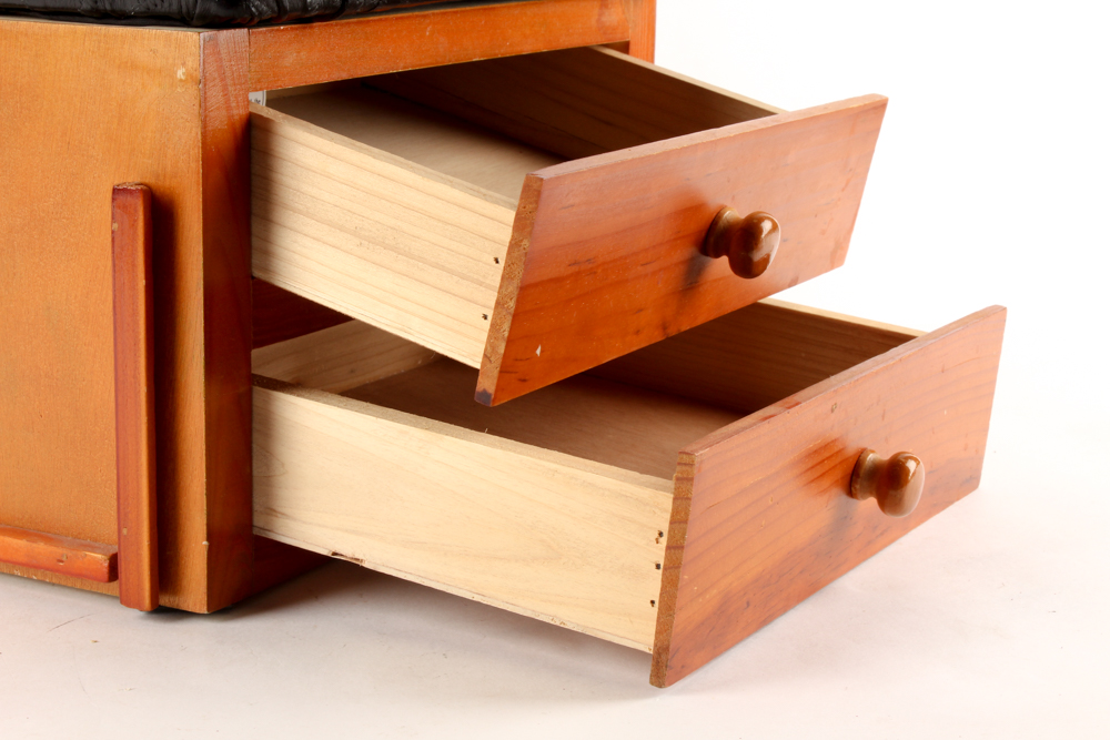 Handmade Pine Footstool with Drawers