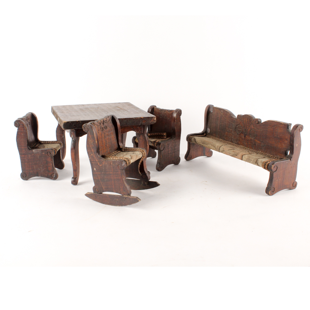 Vintage Handmade Wooden Doll Furniture