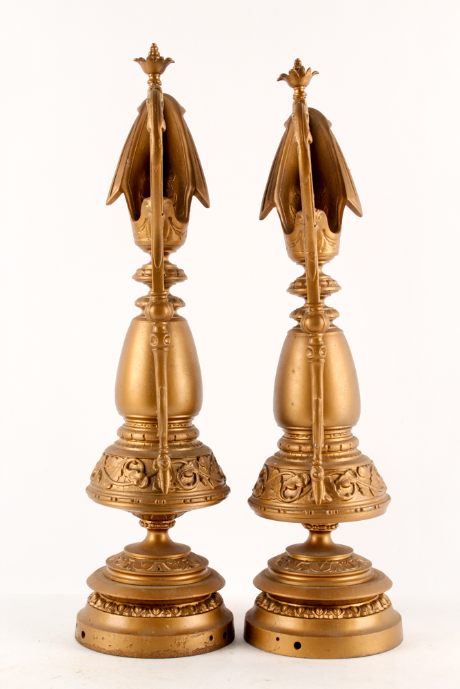 Antique Gold Tone Metal Decorative Ewers
