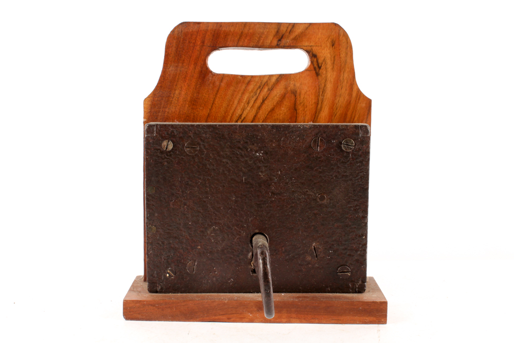 Antique Wood-Mounted Rim Lock and Key