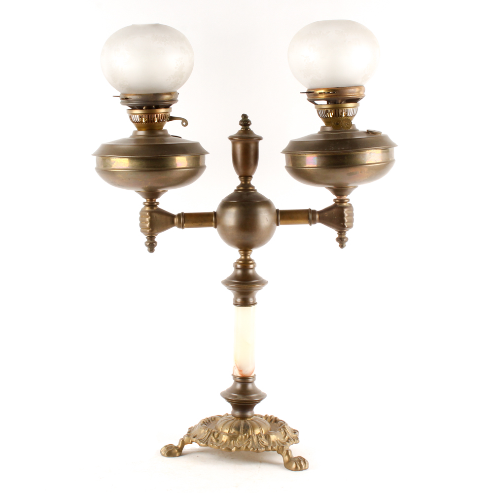 Antique Double Globe Parlor Lamp
