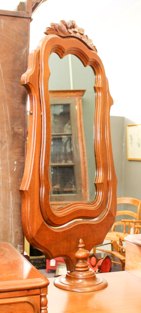 Antique Victorian Walnut Dresser with Swivel Mirror