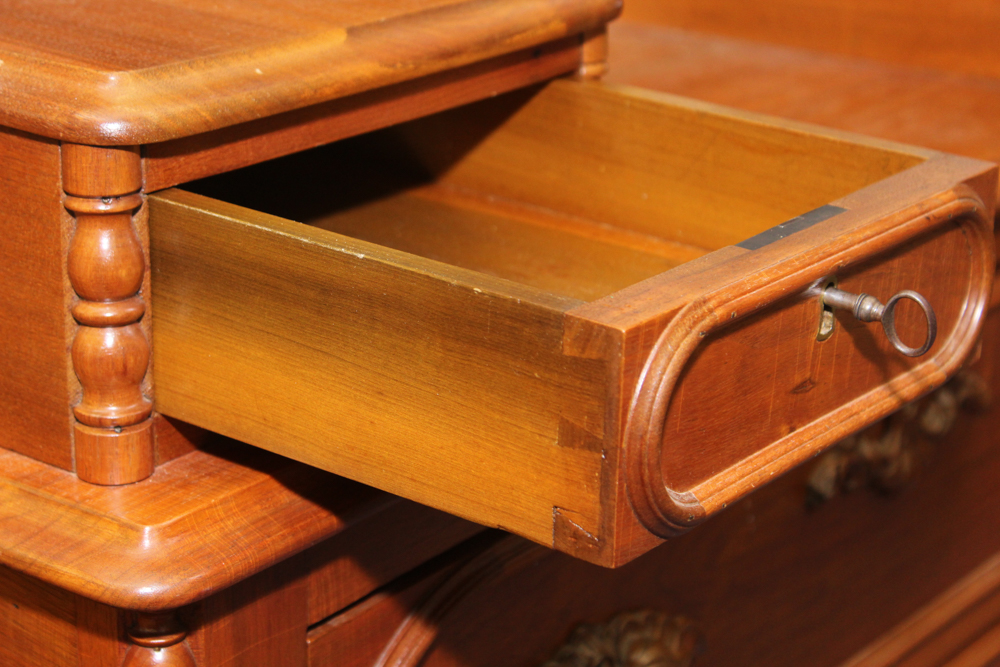 Antique Victorian Walnut Dresser with Swivel Mirror