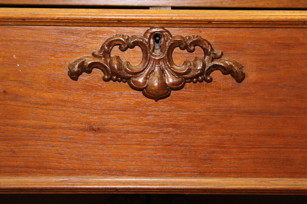 Antique Victorian Walnut Dresser with Swivel Mirror