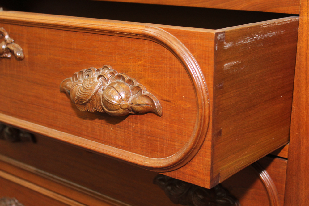Antique Victorian Walnut Dresser with Swivel Mirror