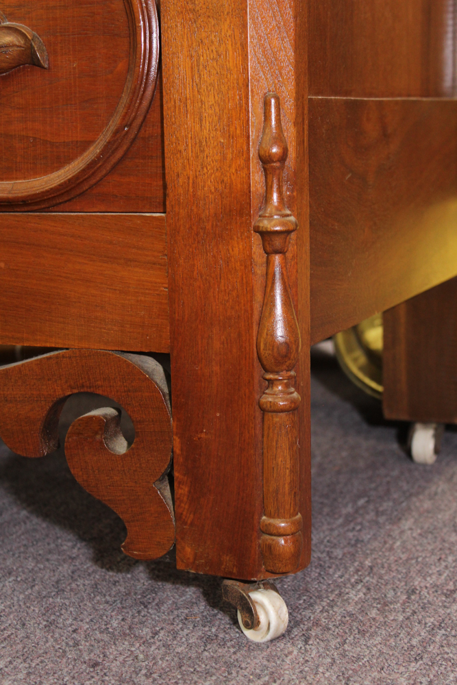 Antique Victorian Walnut Dresser with Swivel Mirror
