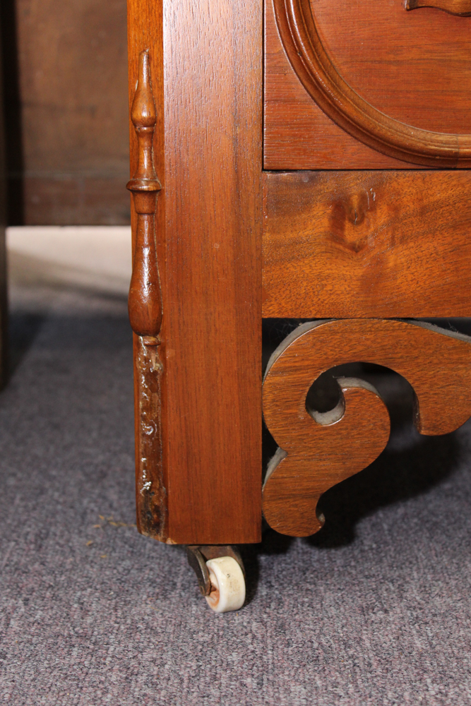 Antique Victorian Walnut Dresser with Swivel Mirror