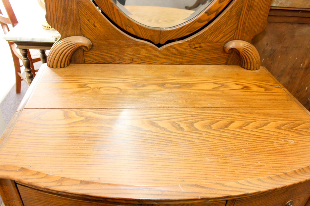 Antique Victorian Oak Dresser with Mirror