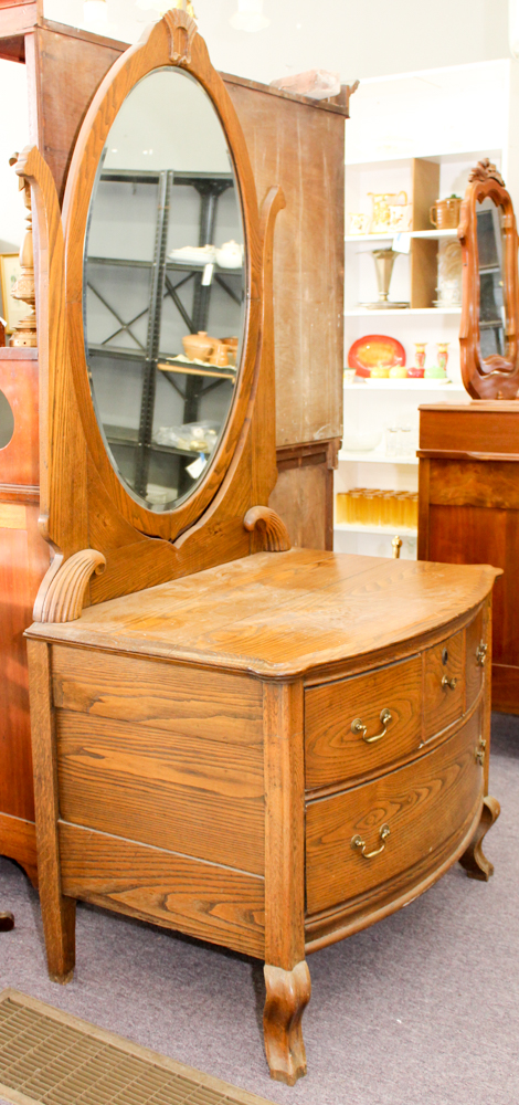 Antique Victorian Oak Dresser with Mirror