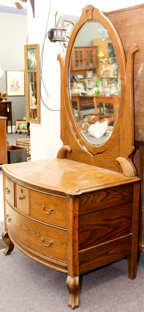 Antique Victorian Oak Dresser with Mirror