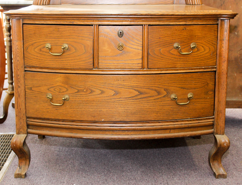 Antique Victorian Oak Dresser with Mirror