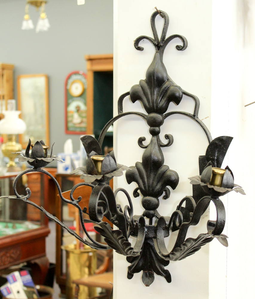 Antique Rococo Style Wrought Iron Wall Sconces