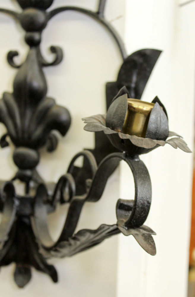 Antique Rococo Style Wrought Iron Wall Sconces