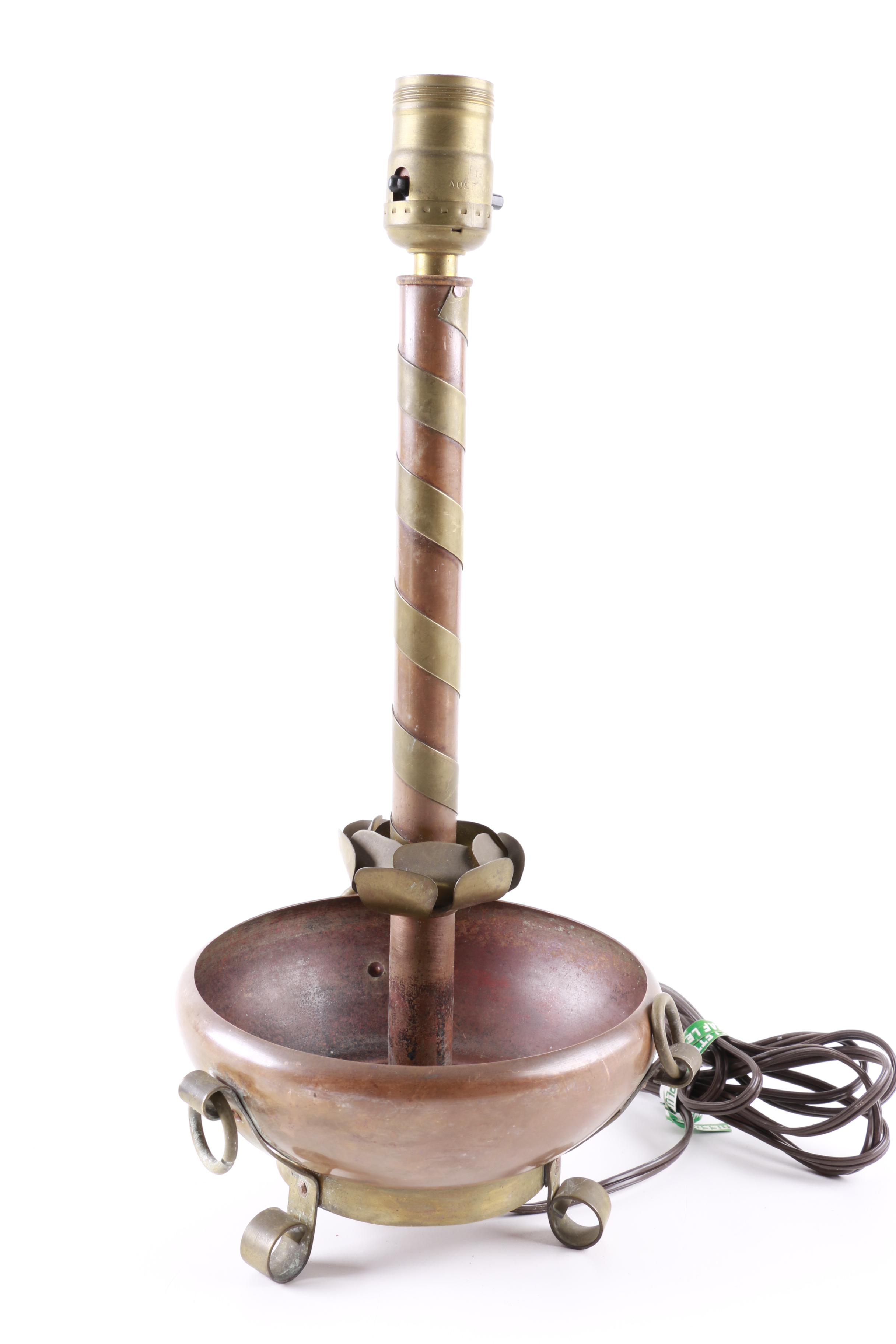 Pair of Vintage Brass and Copper Table Lamps