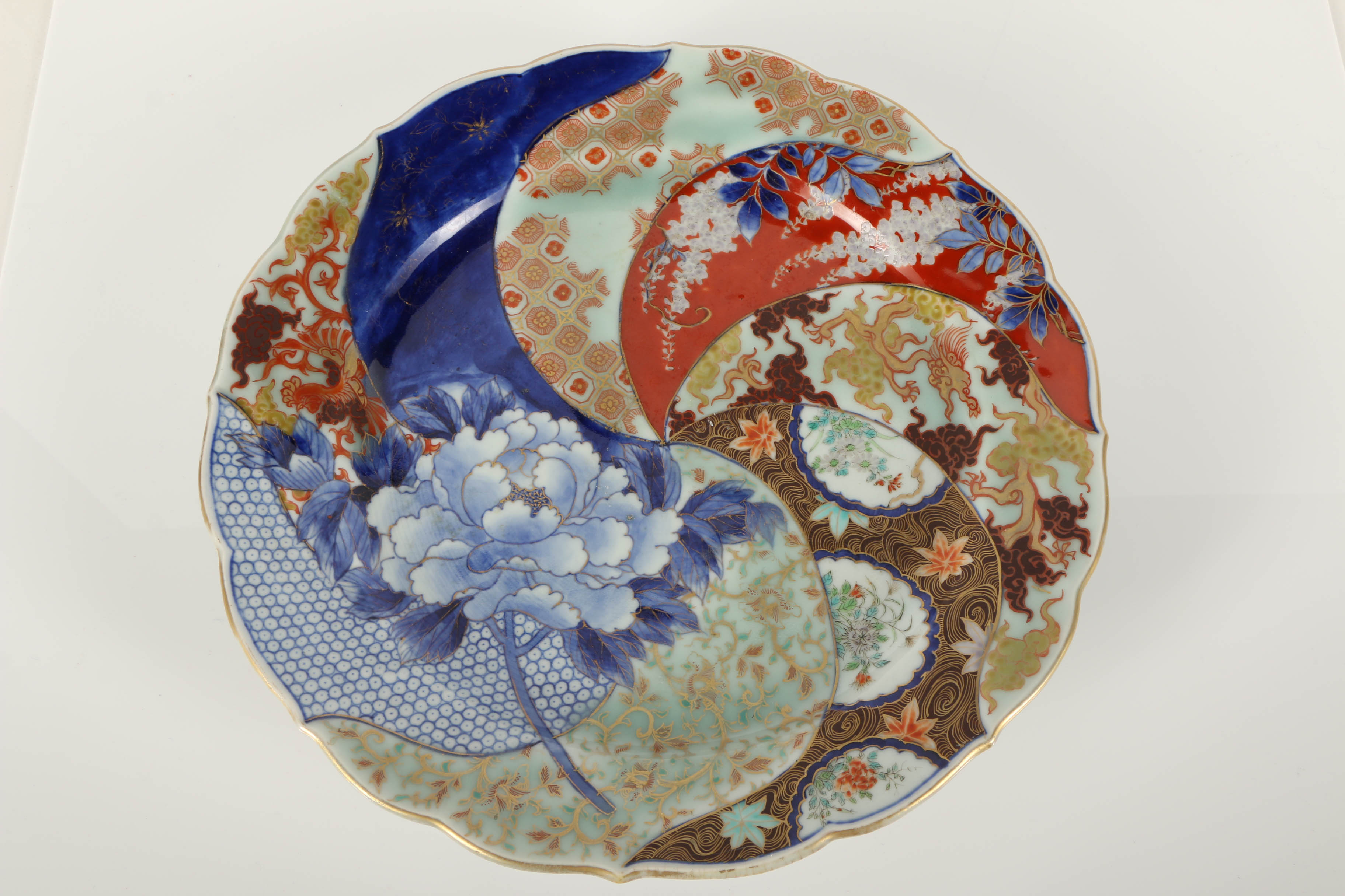 Japanese Fukagawa Koransha Porcelain Plate with Mixed Pattern