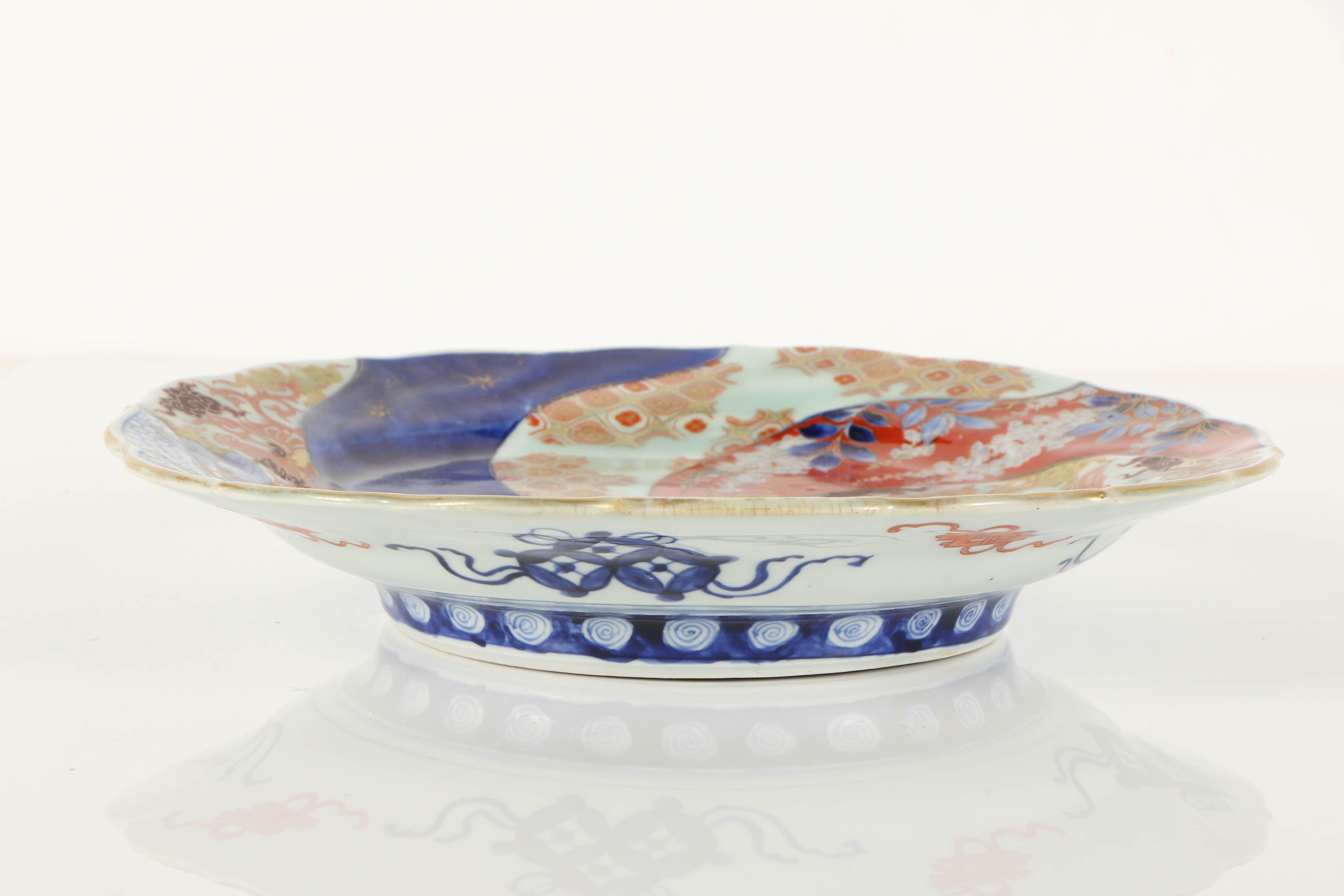 Japanese Fukagawa Koransha Porcelain Plate with Mixed Pattern
