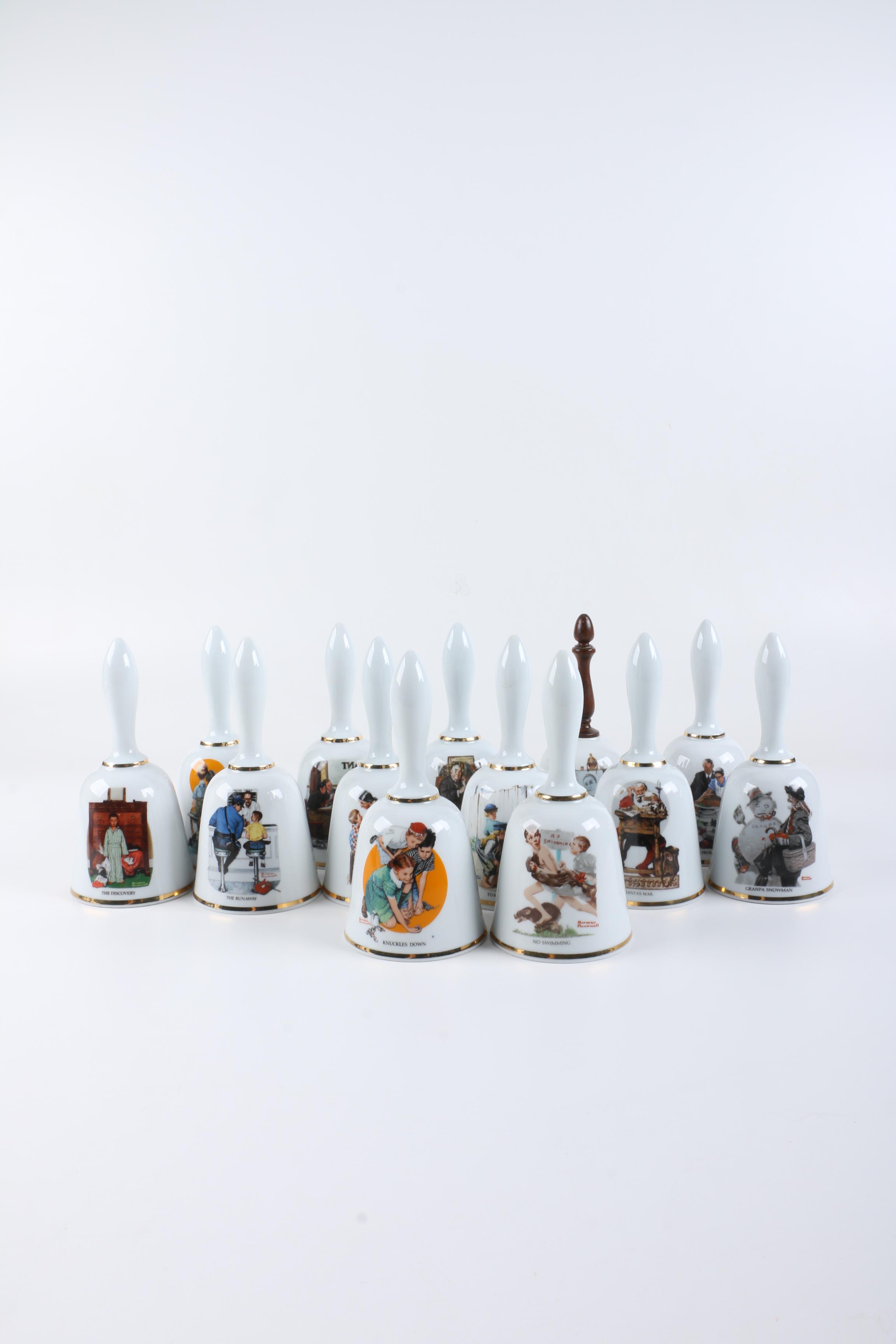 Danbury Mint Limited Edition Porcelain Normal Rockwell Bells