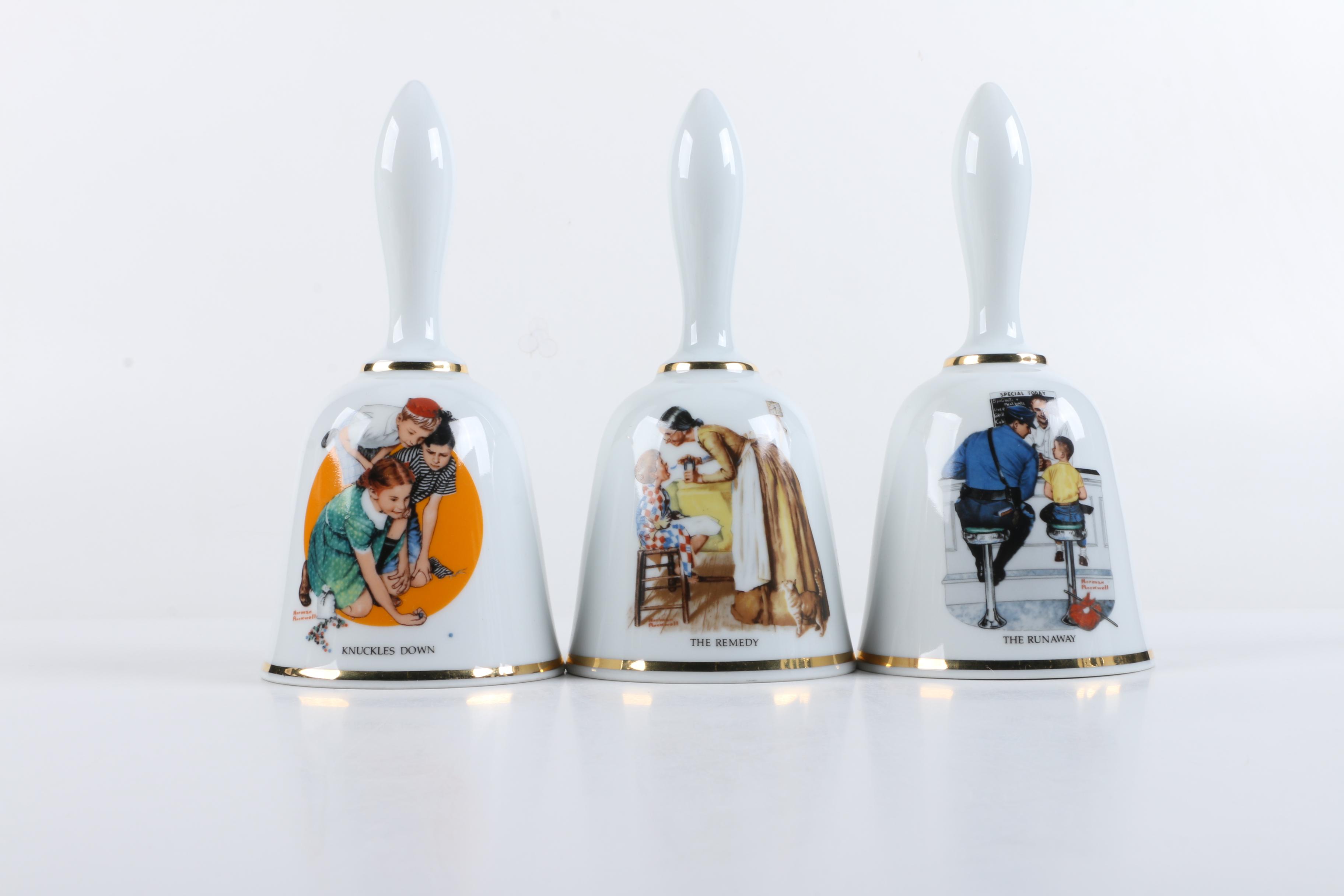 Danbury Mint Limited Edition Porcelain Normal Rockwell Bells
