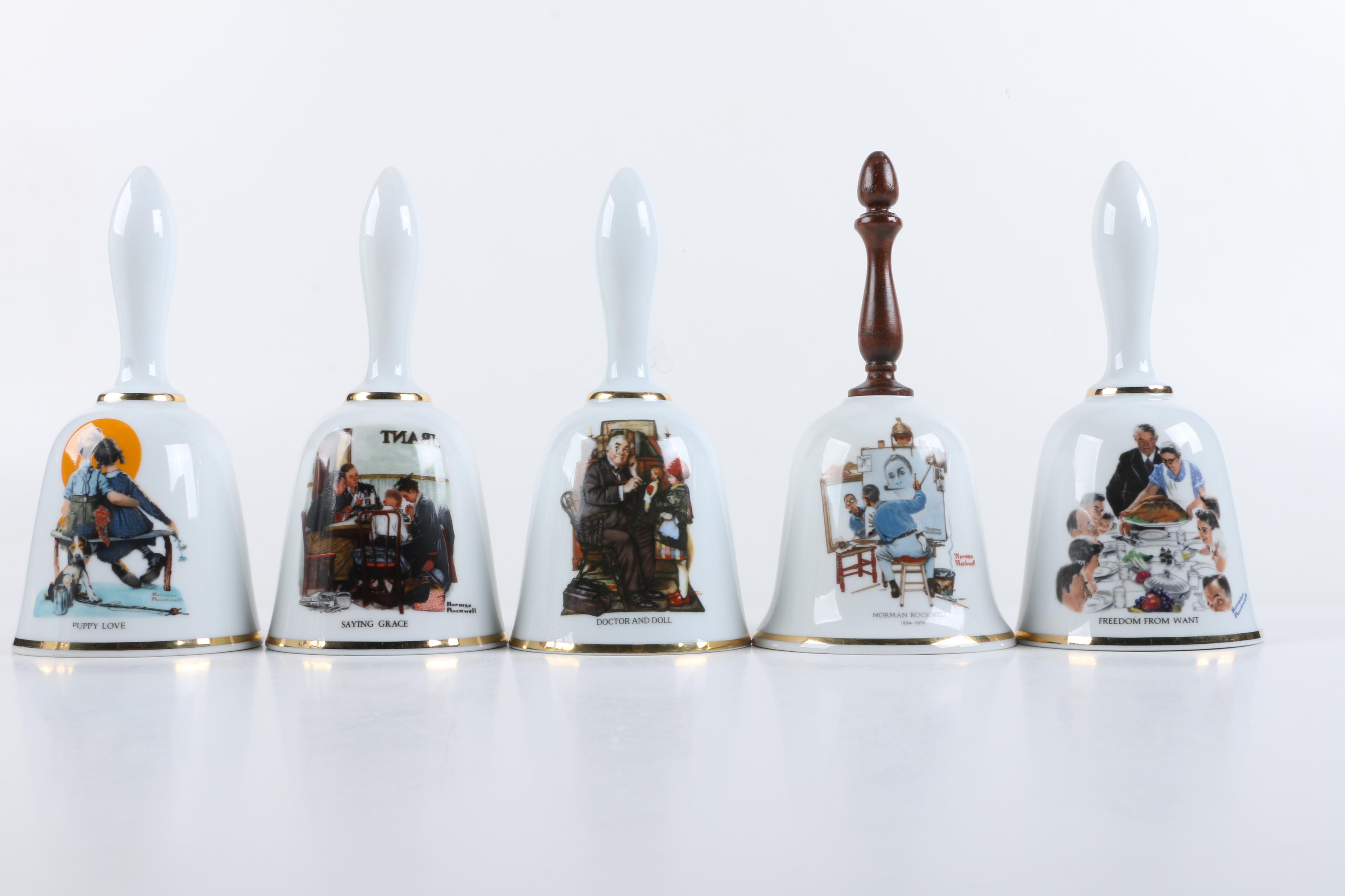 Danbury Mint Limited Edition Porcelain Normal Rockwell Bells