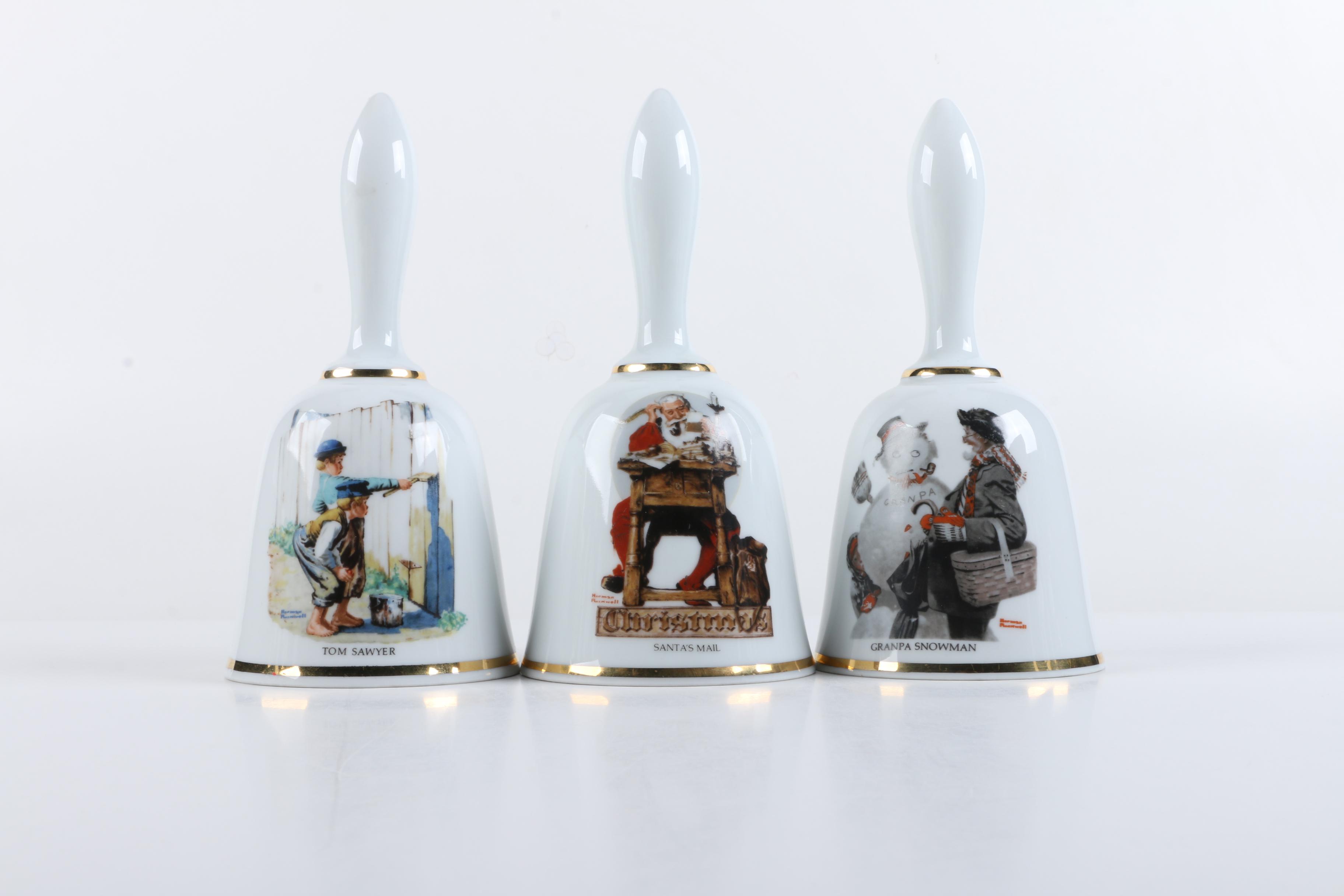 Danbury Mint Limited Edition Porcelain Normal Rockwell Bells
