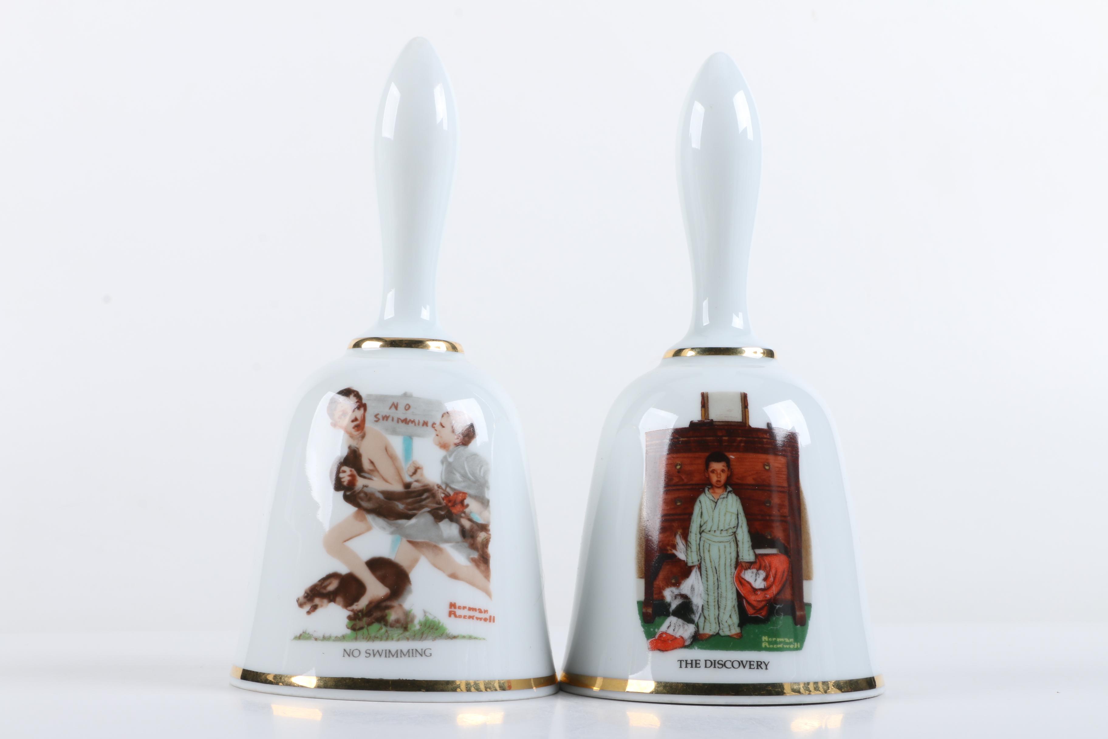 Danbury Mint Limited Edition Porcelain Normal Rockwell Bells