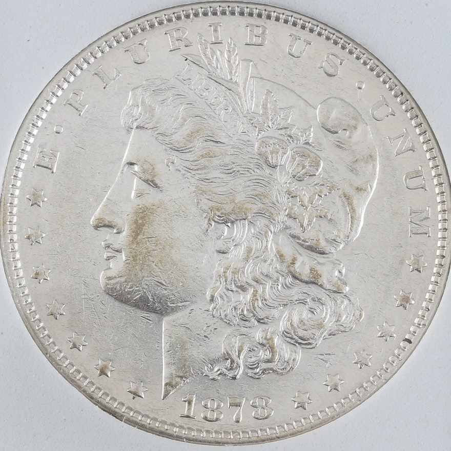 First Year of Issue 1878 Silver Morgan Dollar 7 Tail Feathers Reverse Variety