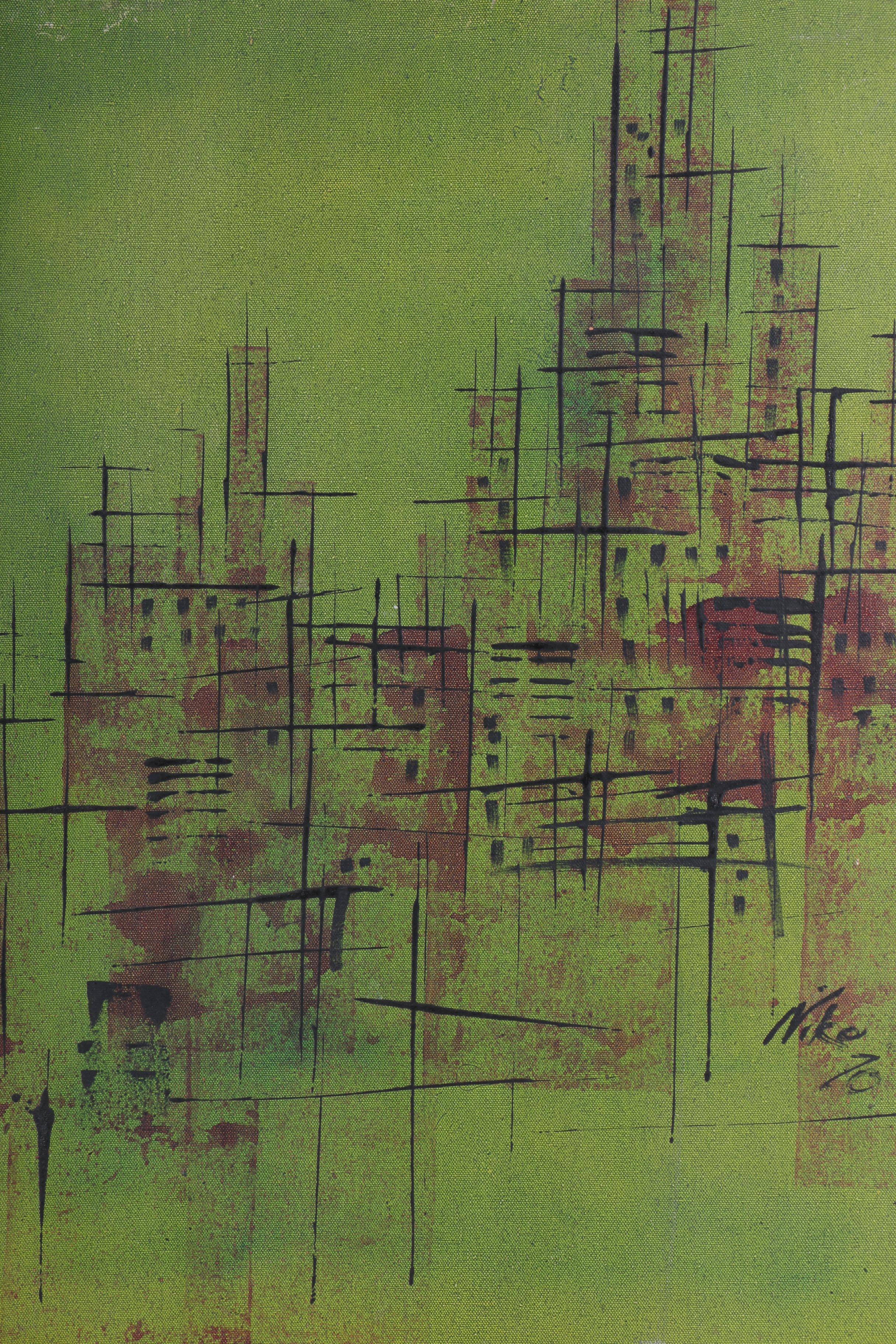 1970 Niko Abstract Oil Painting on Canvas