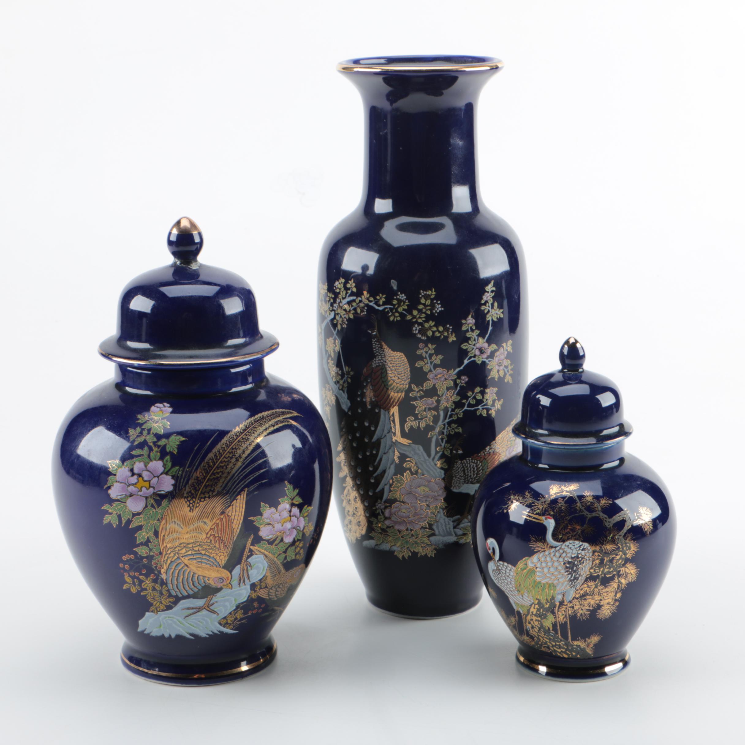 MCI Japan Three-Piece Ceramic Vase and Urn Set