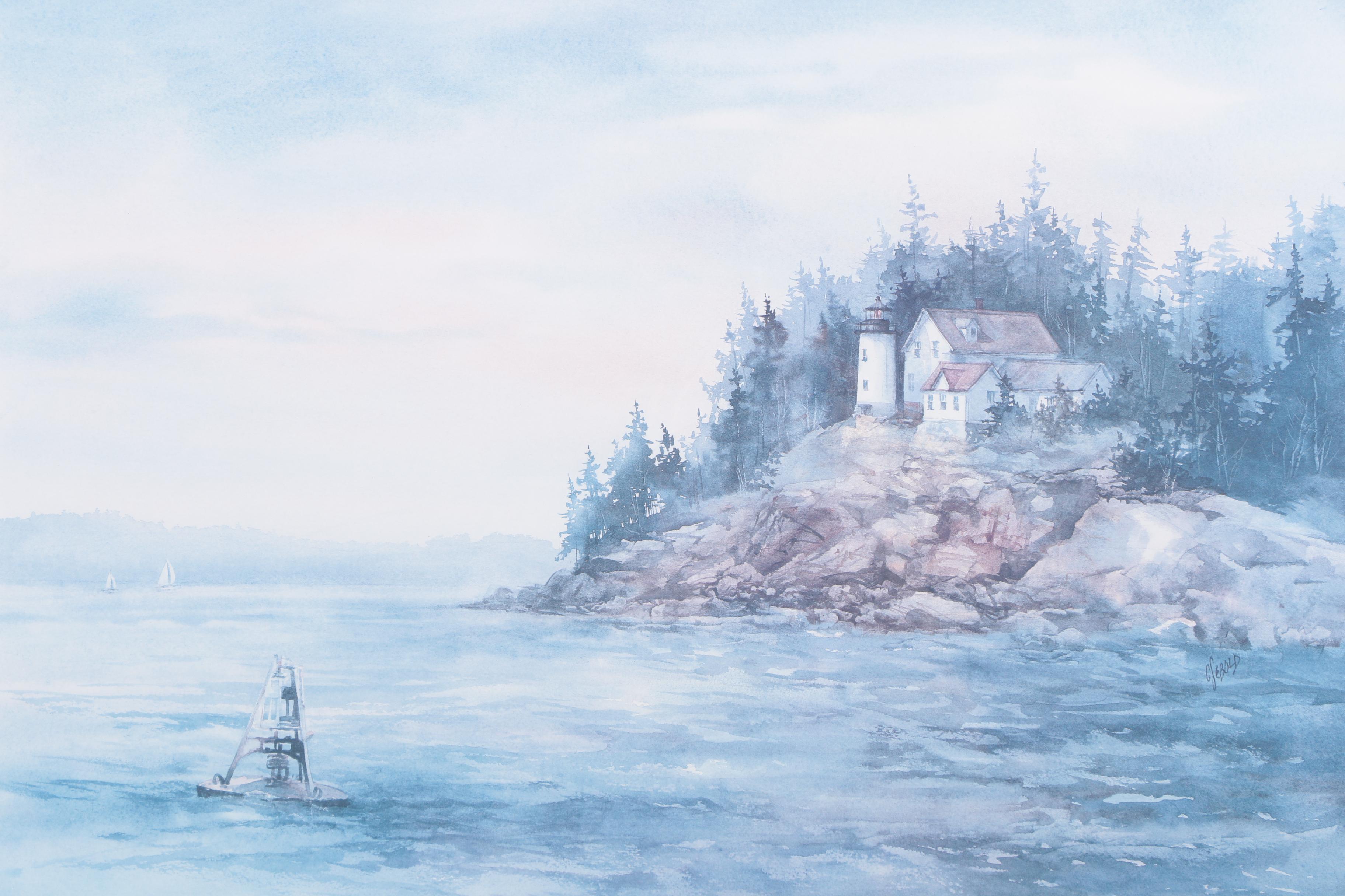 Carol Sebold Artist Proof Offset Lithograph "Harbor Light"