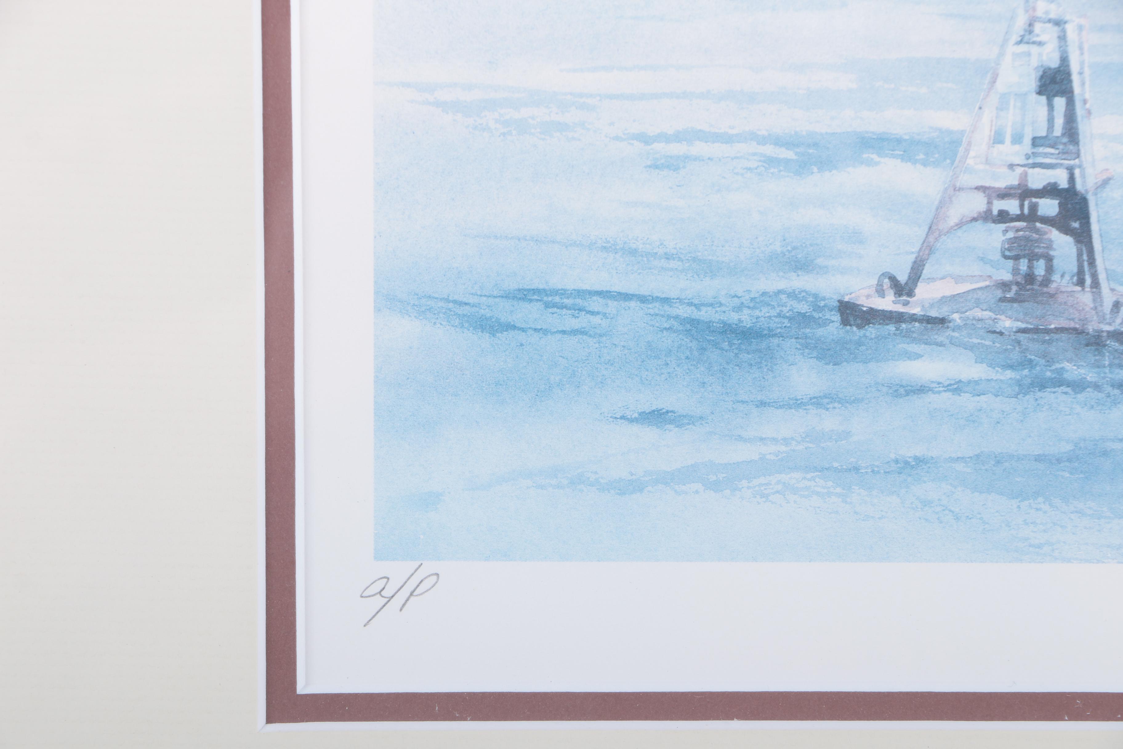 Carol Sebold Artist Proof Offset Lithograph "Harbor Light"