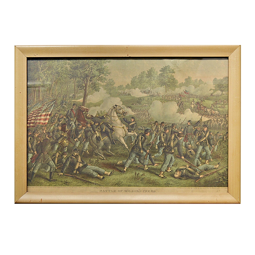 1893 Kurz & Allison Civil War Chromolithograph "Battle of Wilson's Creek"