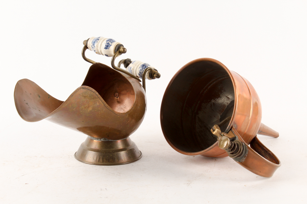 Copper Sieve and Dutch Copper Scoop with Delft Handles