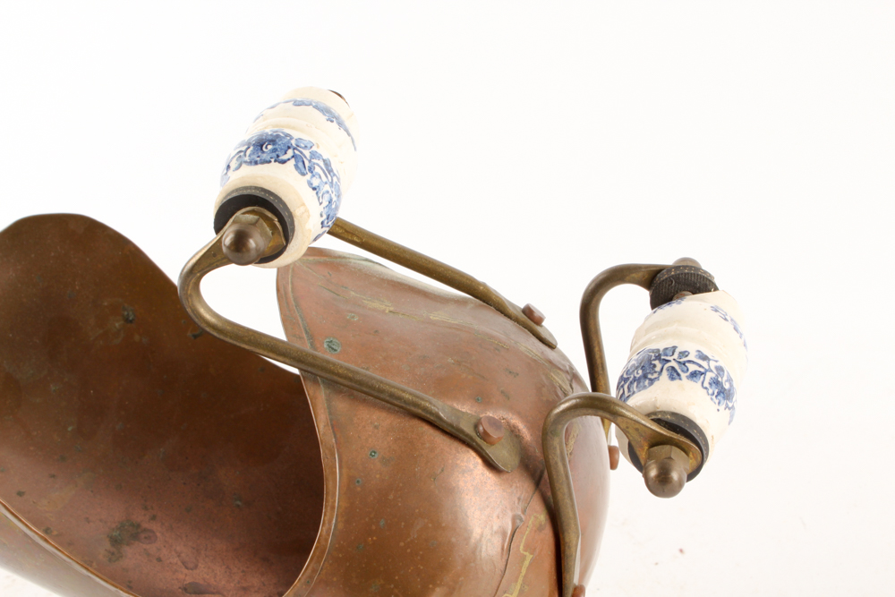 Copper Sieve and Dutch Copper Scoop with Delft Handles