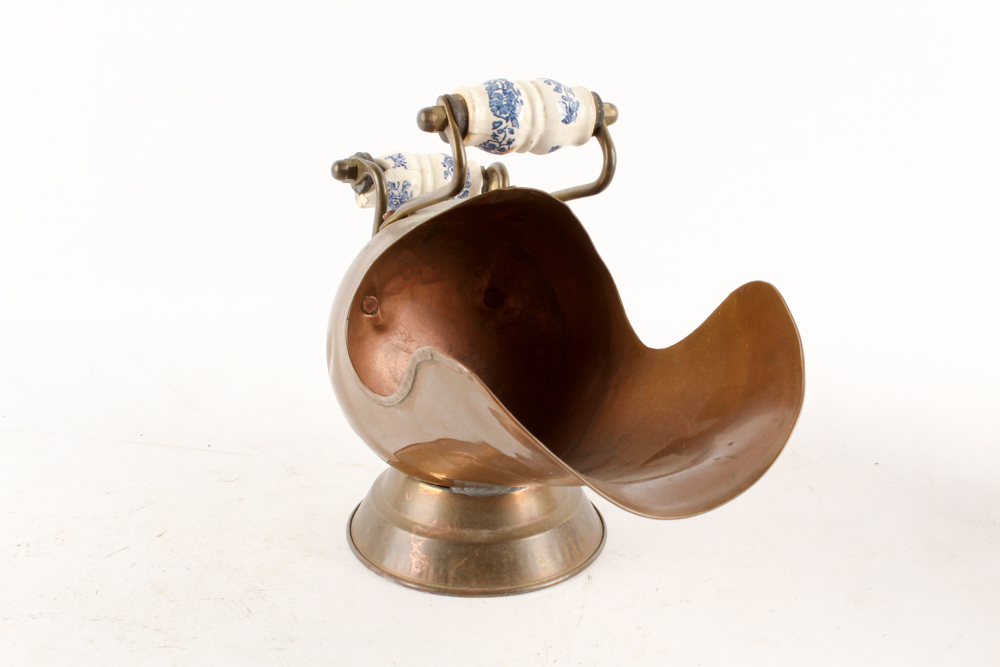 Copper Sieve and Dutch Copper Scoop with Delft Handles