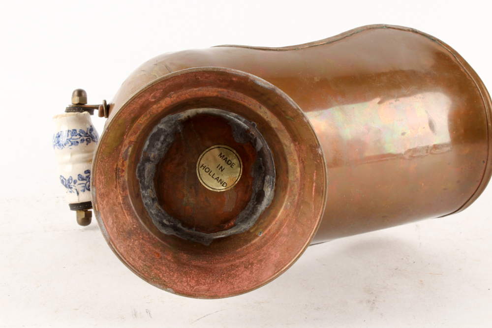 Copper Sieve and Dutch Copper Scoop with Delft Handles