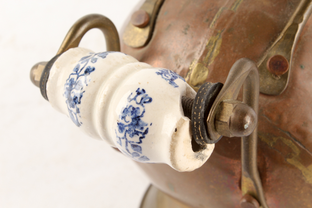 Copper Sieve and Dutch Copper Scoop with Delft Handles