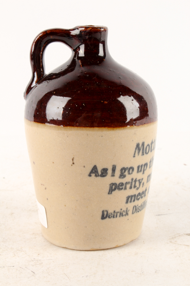 Antique Miniature Detrick Distilling Co. "Motto Jug" and Stoneware Jug