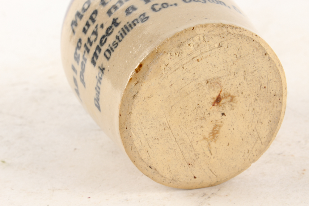 Antique Miniature Detrick Distilling Co. "Motto Jug" and Stoneware Jug
