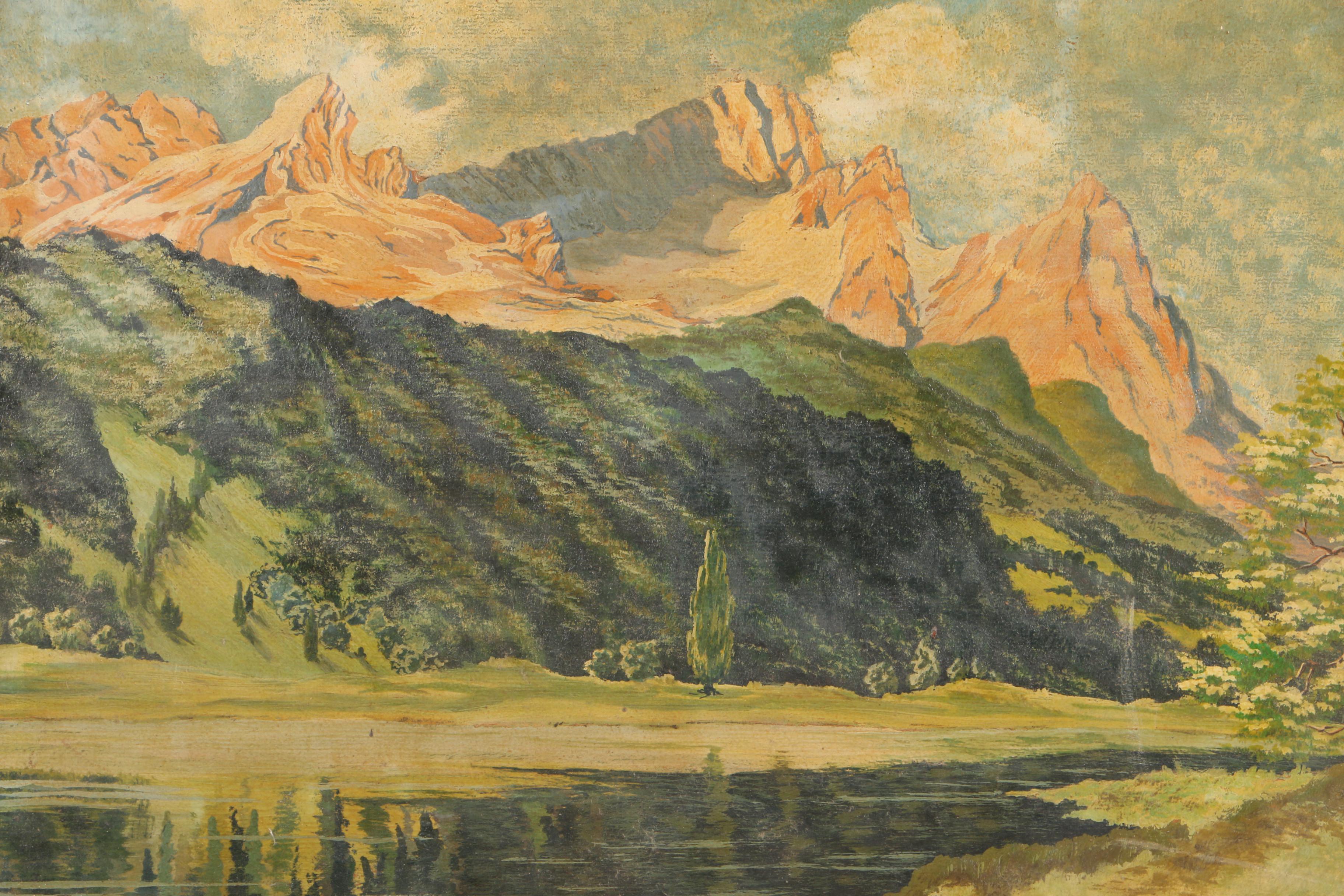 K. Steinmann Oil Painting of a Mountain Landscape on Board