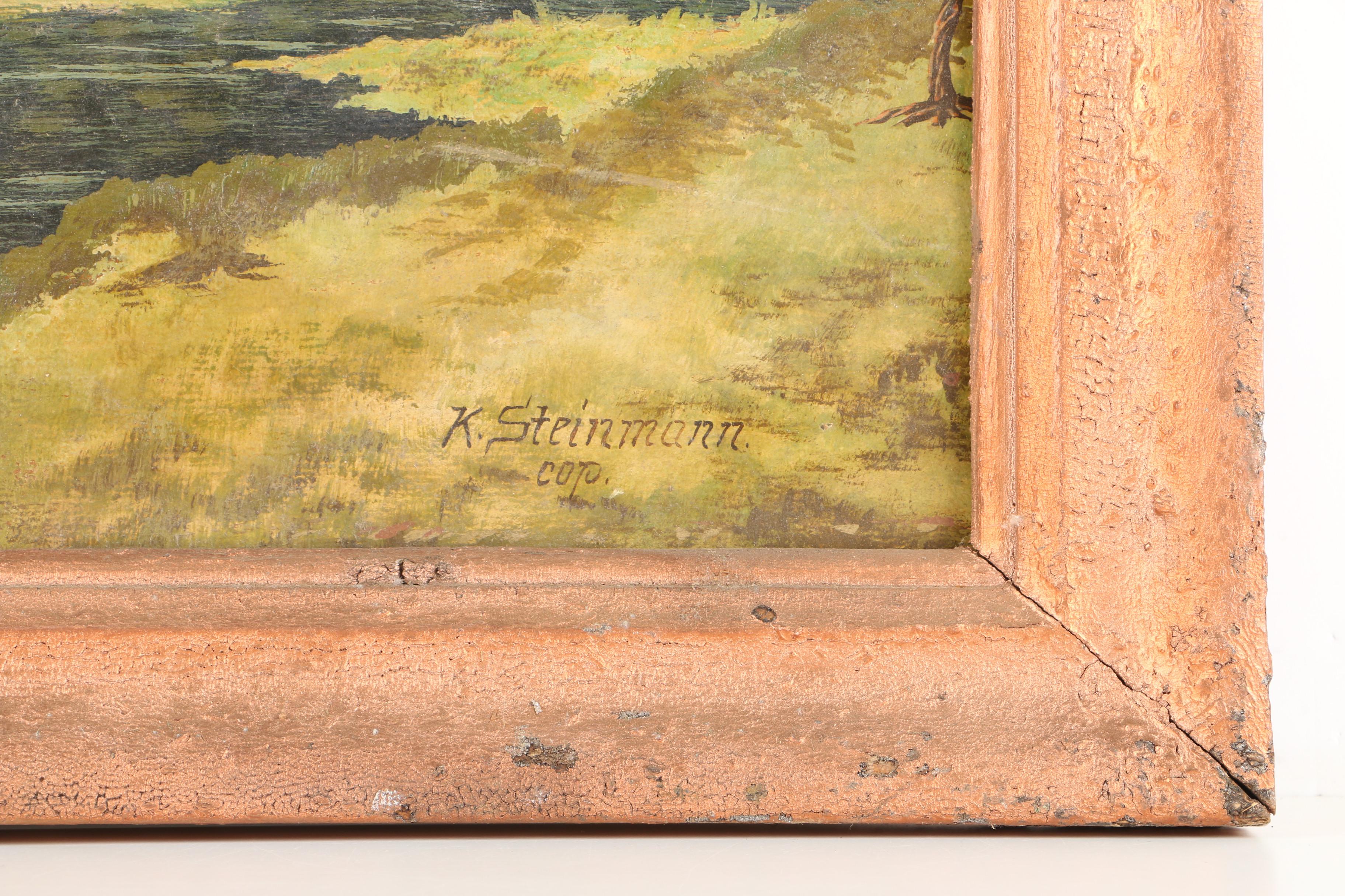 K. Steinmann Oil Painting of a Mountain Landscape on Board