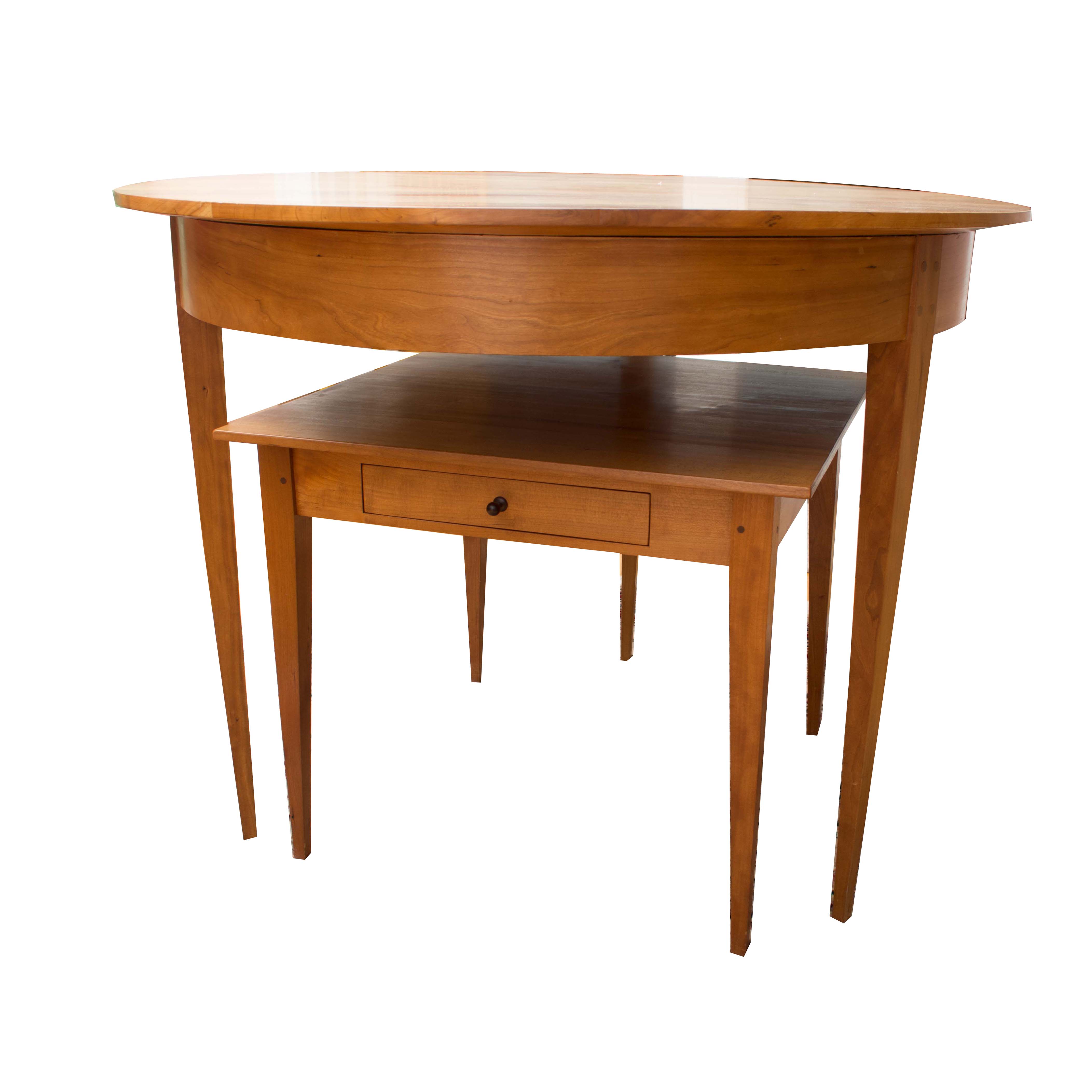 Custom Federal Style Cherry Round Table and End Table