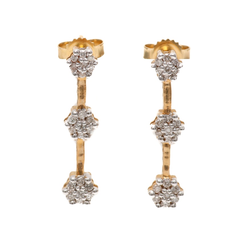 14K Yellow Gold Diamond Earrings