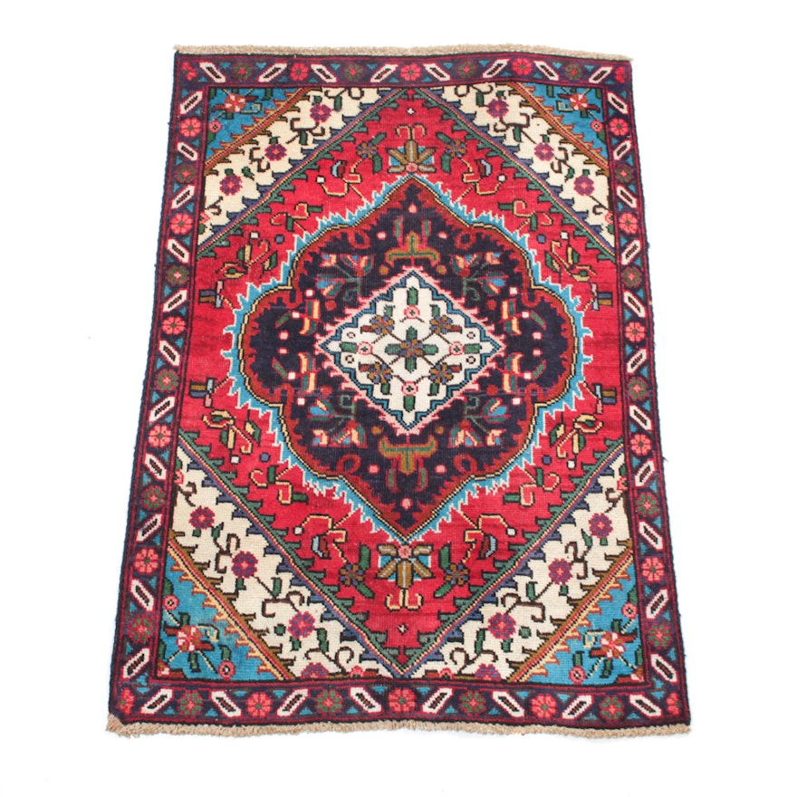 Vintage Hand-Knotted Persian Tabriz Accent Rug