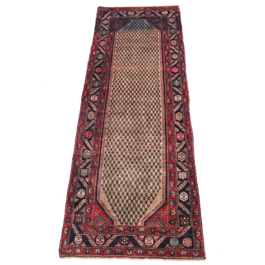 Vintage Hand-Knotted Persian Senneh Bijar Rug Runner