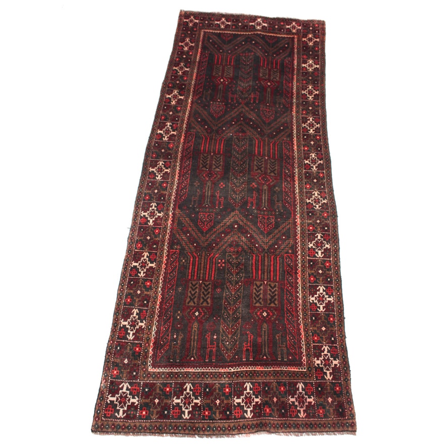 Vintage Hand-Knotted Persian Qashqai Rug Runner
