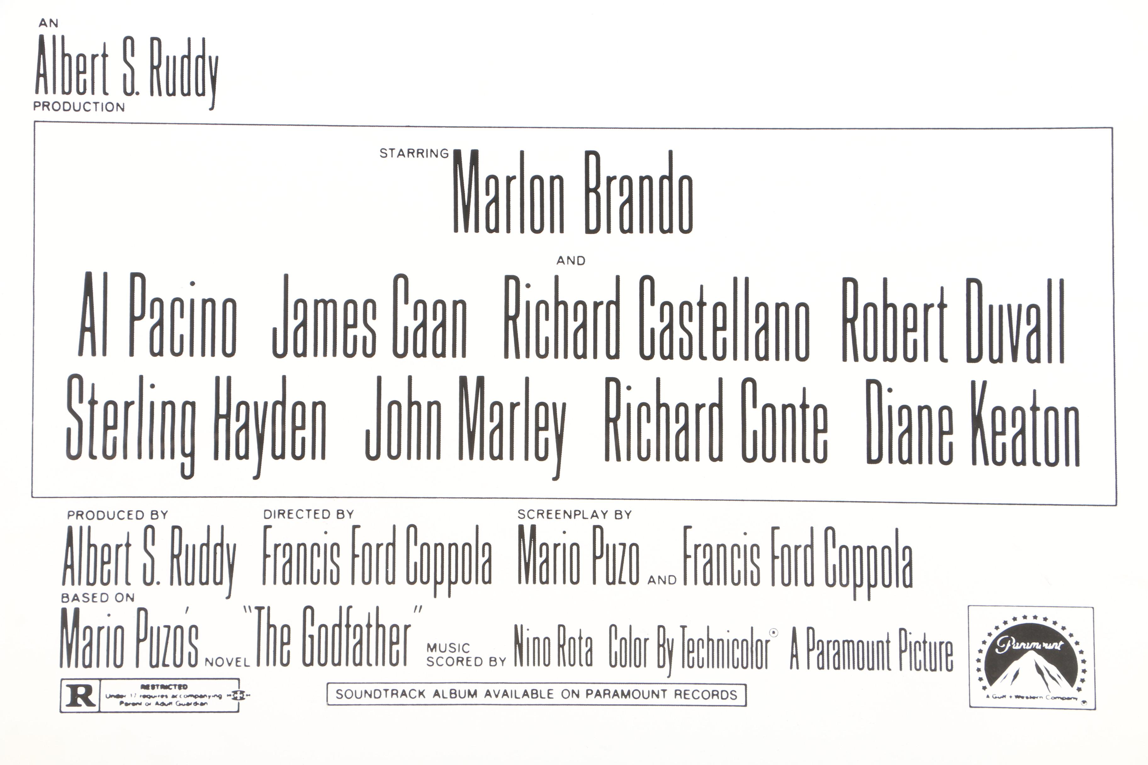 Offset Lithograph on Paper of "The Godfather" Film Poster