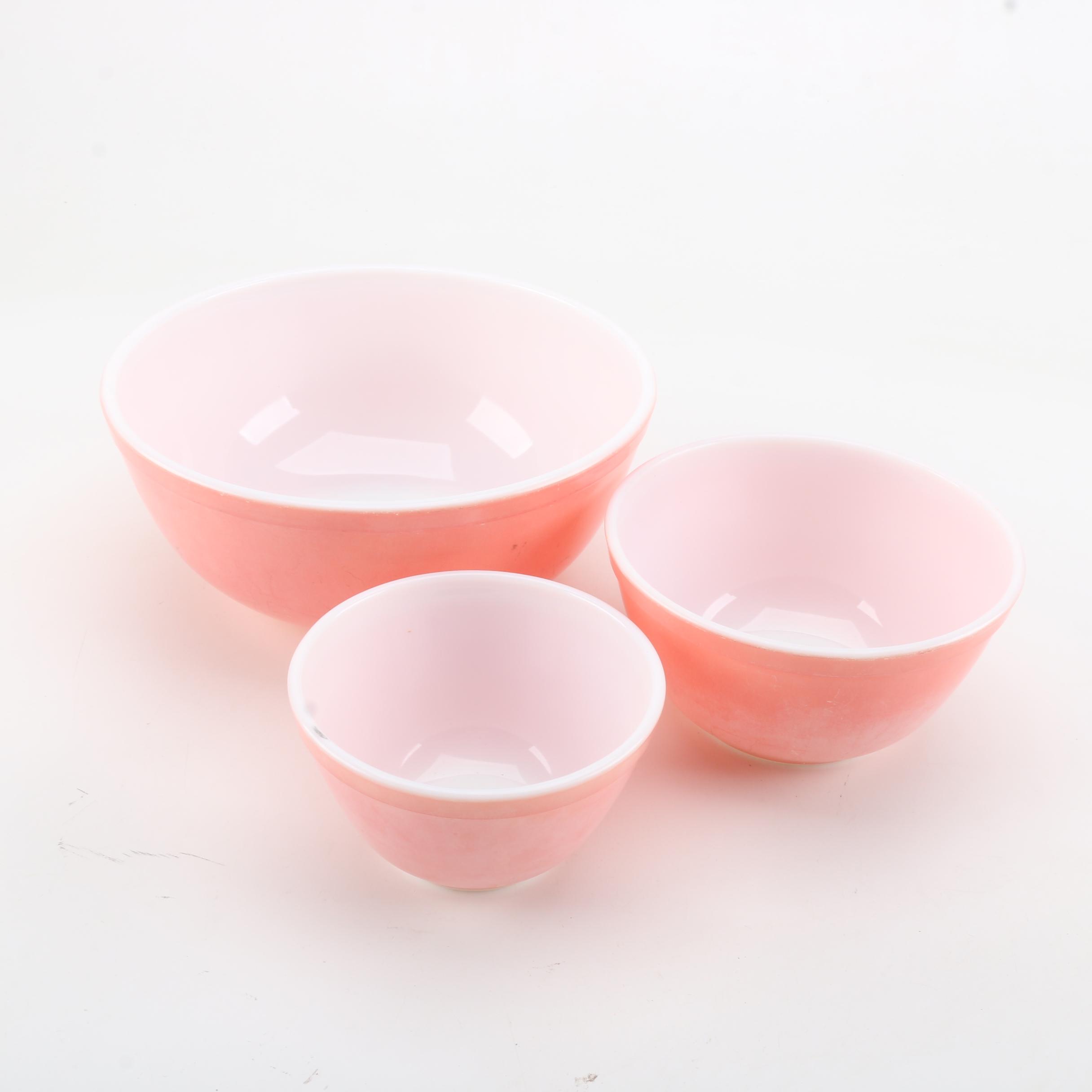 Pyrex "Flamingo Pink" Nesting Mixing Bowls, Circa 1952-1956