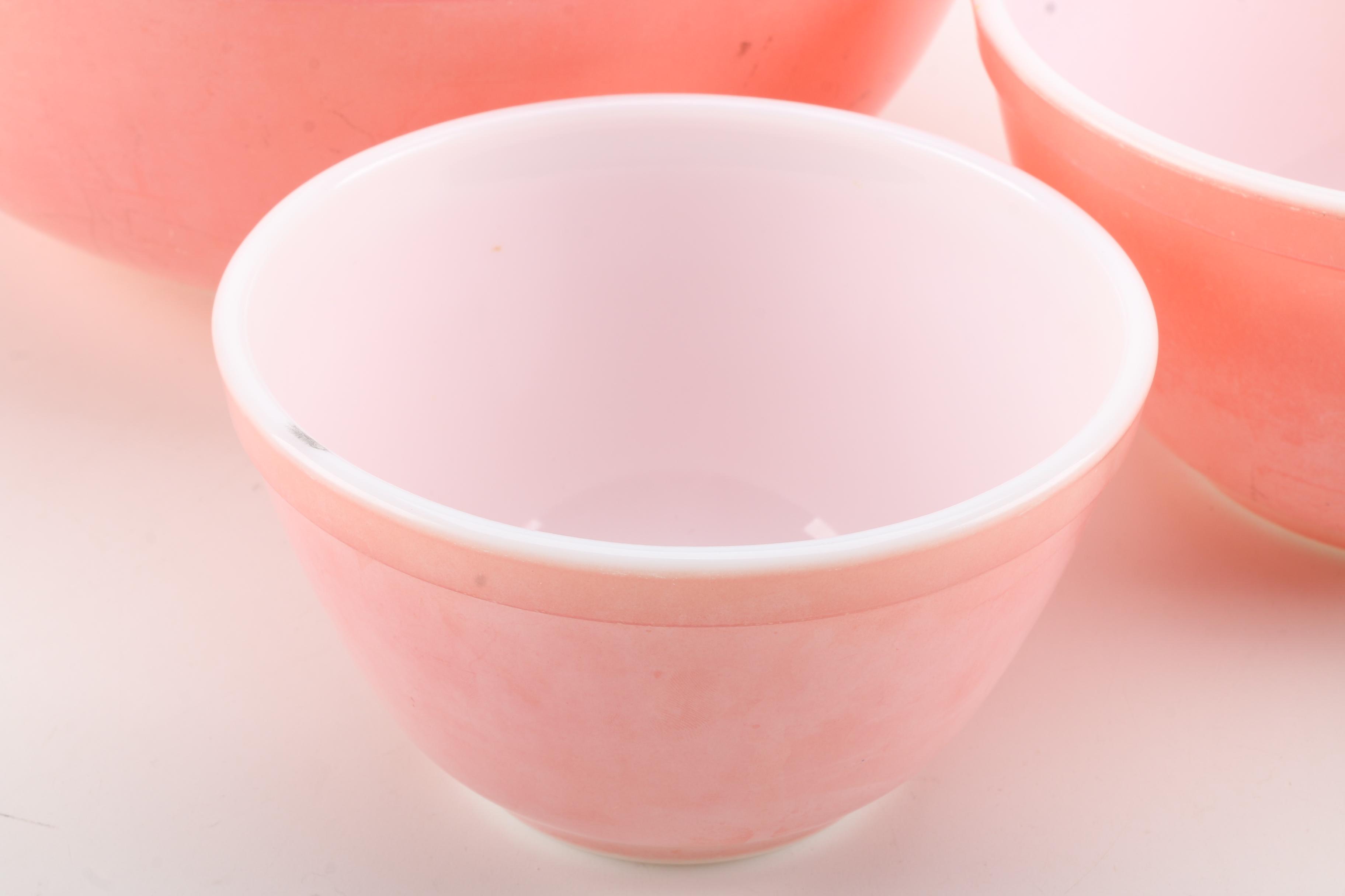 Pyrex "Flamingo Pink" Nesting Mixing Bowls, Circa 1952-1956